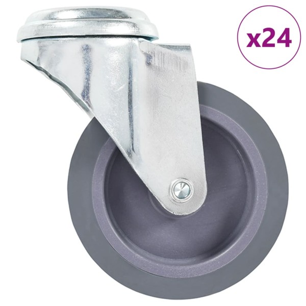 Castors, 24 pcs., 75 mm, swivel, fixed with a screw