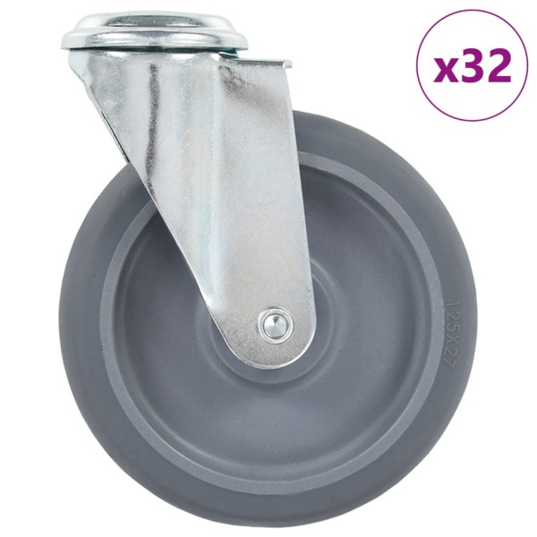 Castors, 32 pcs., 125mm, swivel, fixed with a screw