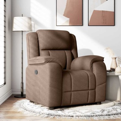 Reclining chair, brown, fabric