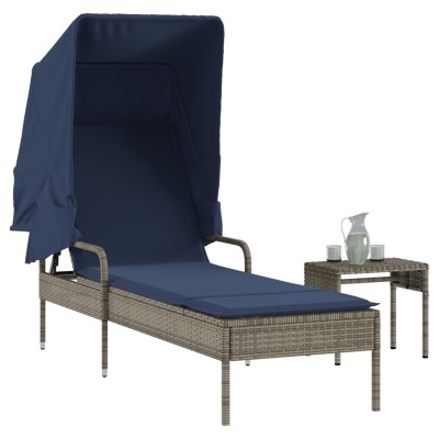 Sun lounger with canopy and...