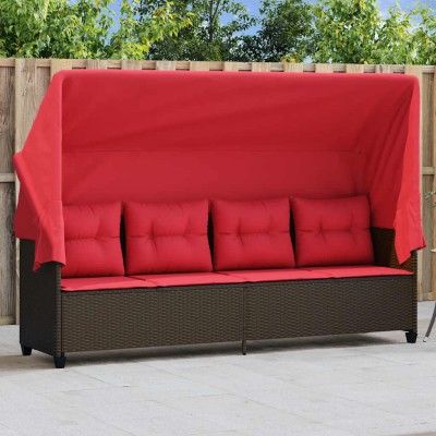 Sun lounger with canopy and...