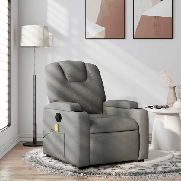 Massage reclining chair, dark gray, fabric