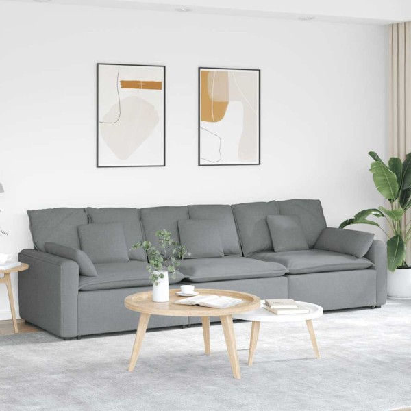 Modular sofa with cushions, light gray