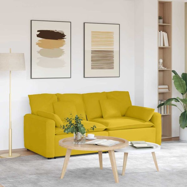 Modular sofa with cushions, yellow