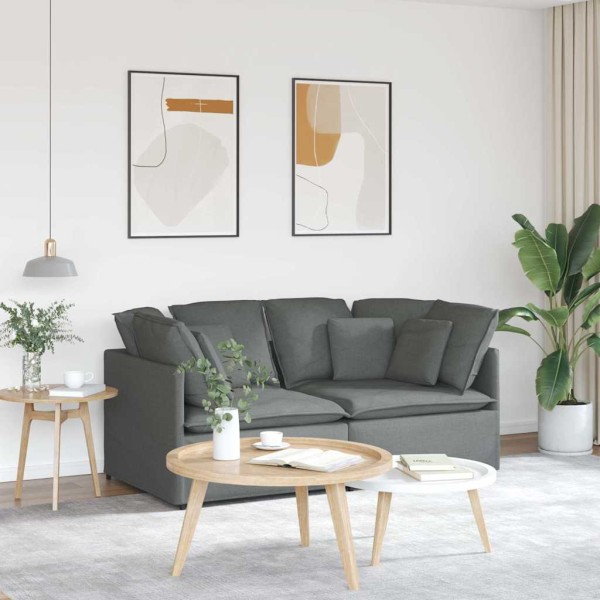 Modular sofa with cushions, fabric, dark gray
