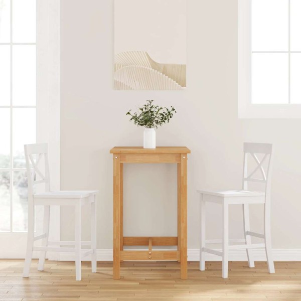Bar stools, 2 pcs., white, solid wood, rubber