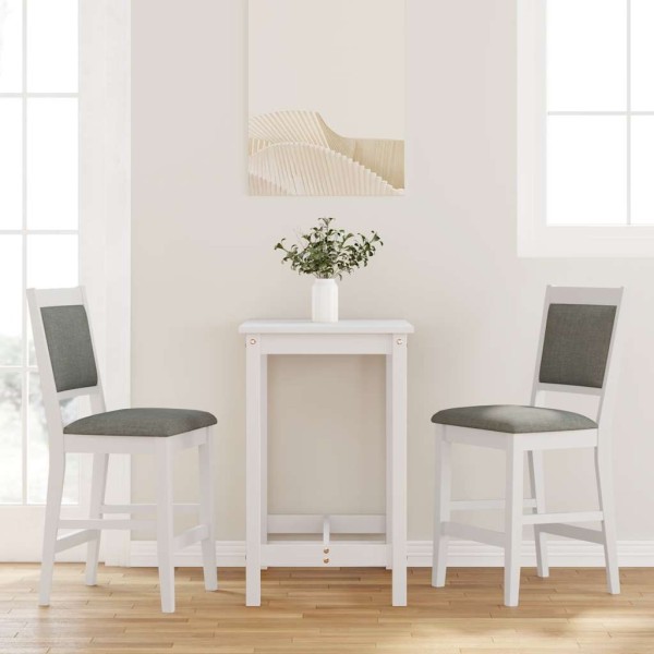 Bar stools with cushions, 2 pcs., white, solid wood, rubber