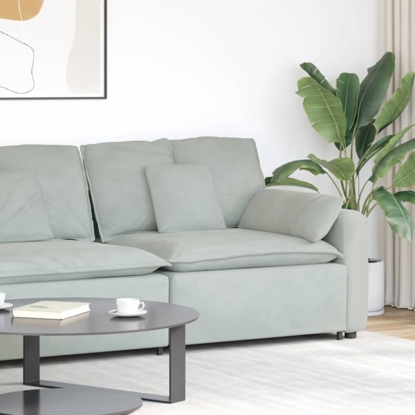 Modular sofa with armrests and cushions, light gray, 100 cm
