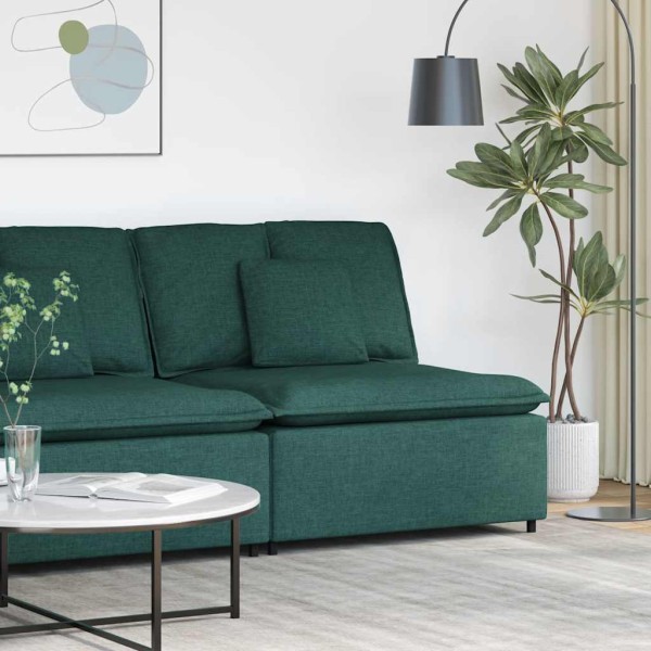 Modular sofa with cushions, dark green, 100 cm