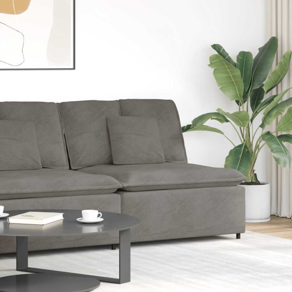 Modular sofa with cushions, light grey, 100 cm