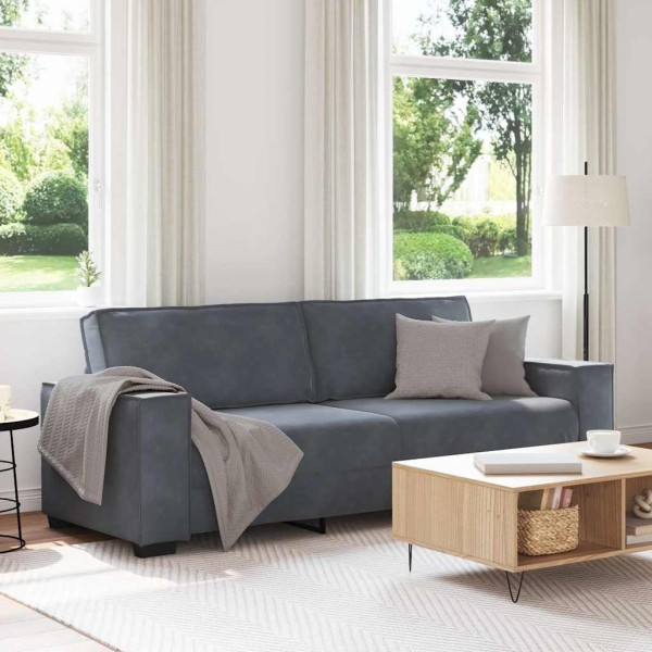 Three-seater sofa, dark gray, 220x78x84 cm, velvet
