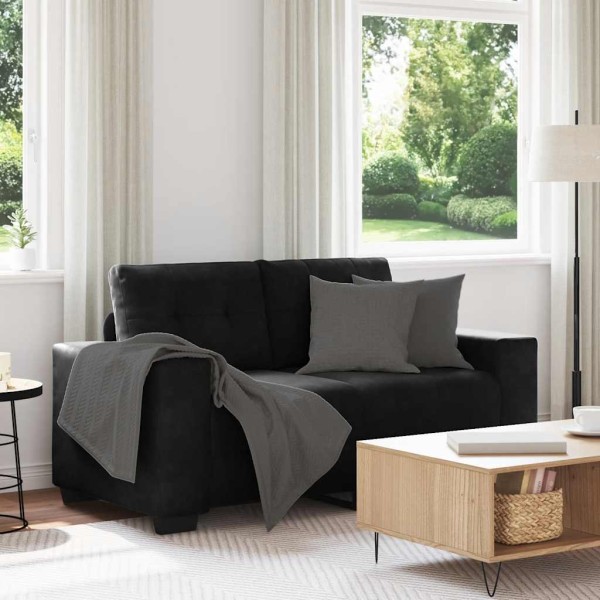 Dvivietė sofa, juoda, 160x77x82 cm, aksominė