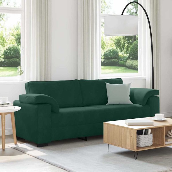 Three-seater sofa, dark green, 220x77x82 cm, velvet