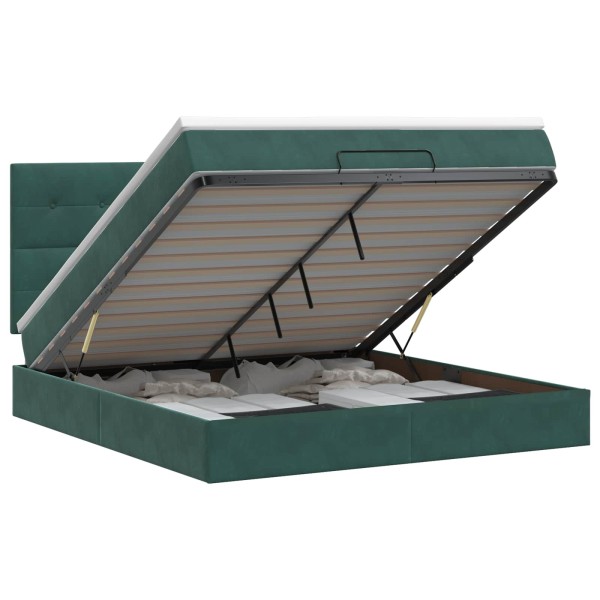 Adjustable bed with mattress Dark green 140 x 200 cm