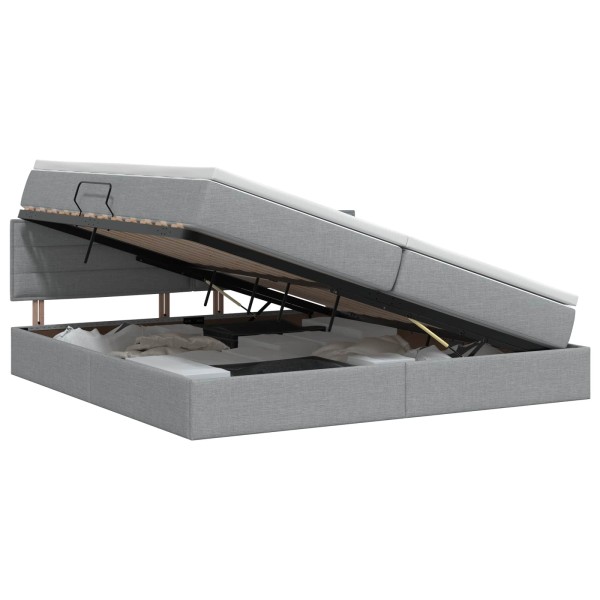 Bed with storage space and mattress Light gray Velvet