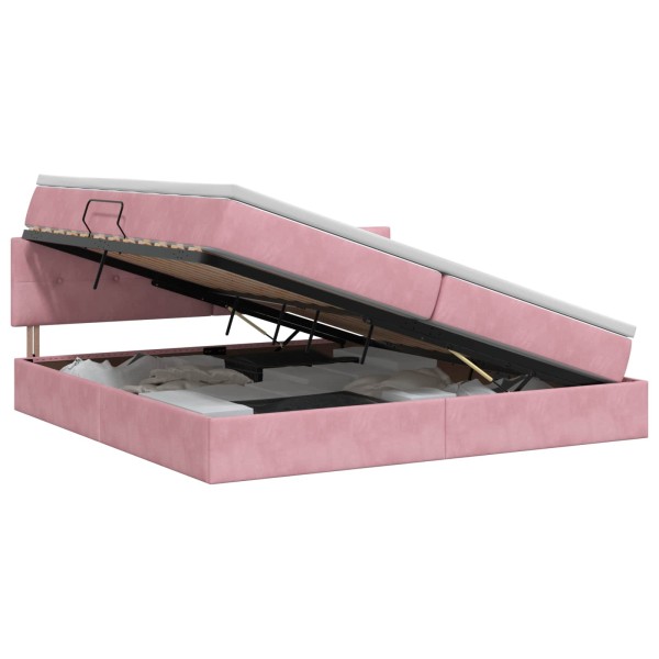 Safety bed with headboard Pink 200 x 200 cm Velvet