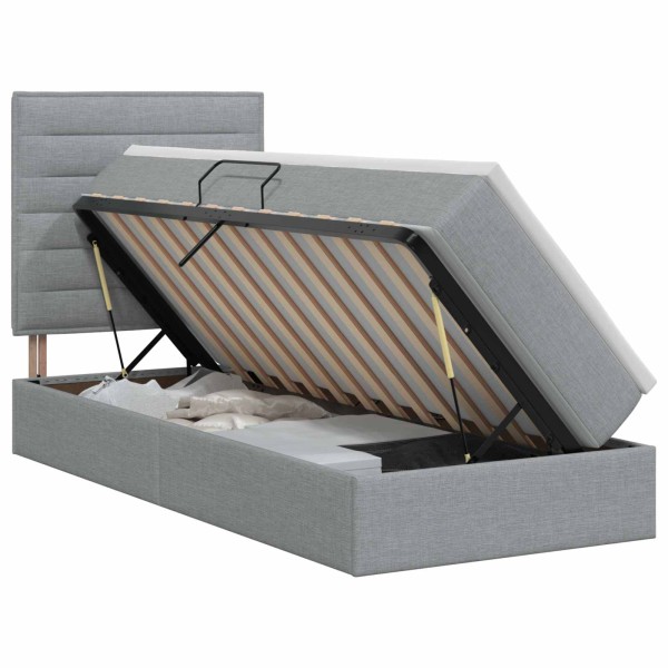 Bed with storage space and mattress Light gray fabric