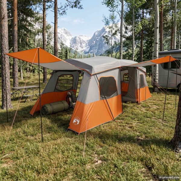 For 3 persons Gray and orange 185T Polyester with PU coating