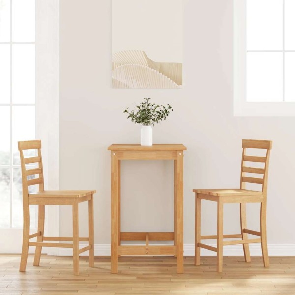 Bar stools, 2 pcs., solid natural wood, rubber