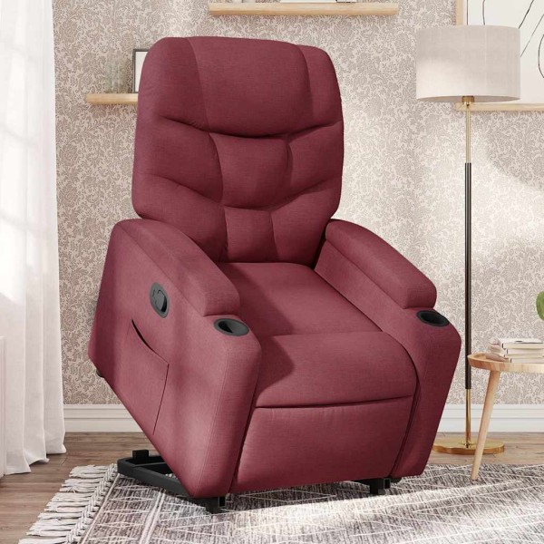 Stand up recliner, wine red, fabric