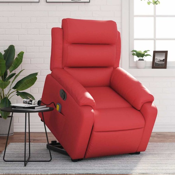 Standing massage chair, red, artificial leather