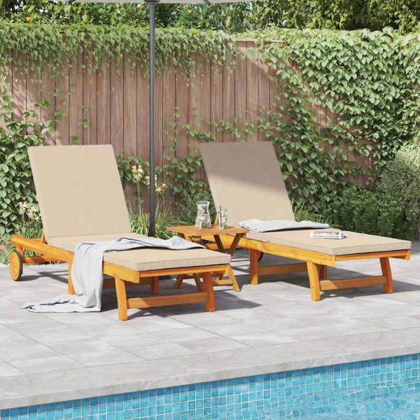 Sun lounger 2 pcs. Solid acacia wood Brown