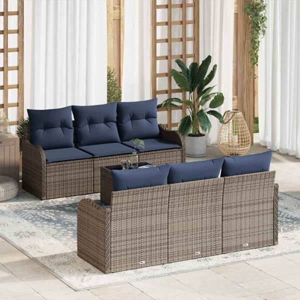 Garden Sofa Set Gray 55 x 55 x 37 cm polyrattan