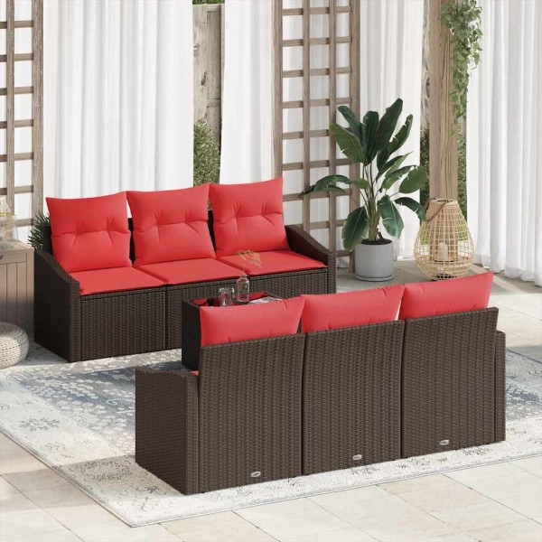 Sofa set 7 pcs. 3-Number of seats Brown and red