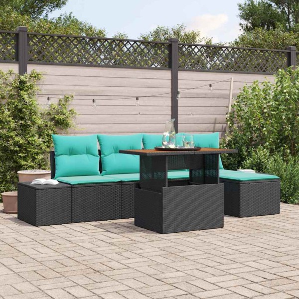 Garden dining set 6 pcs. Black and teal