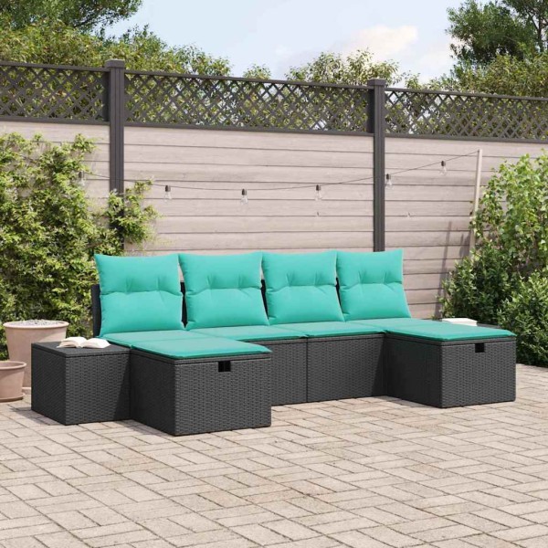 Garden Sofa Set 6 pcs. Black polyrattan