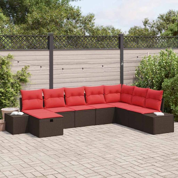 Garden Sofa Set 8 pcs. Brown polyrattan