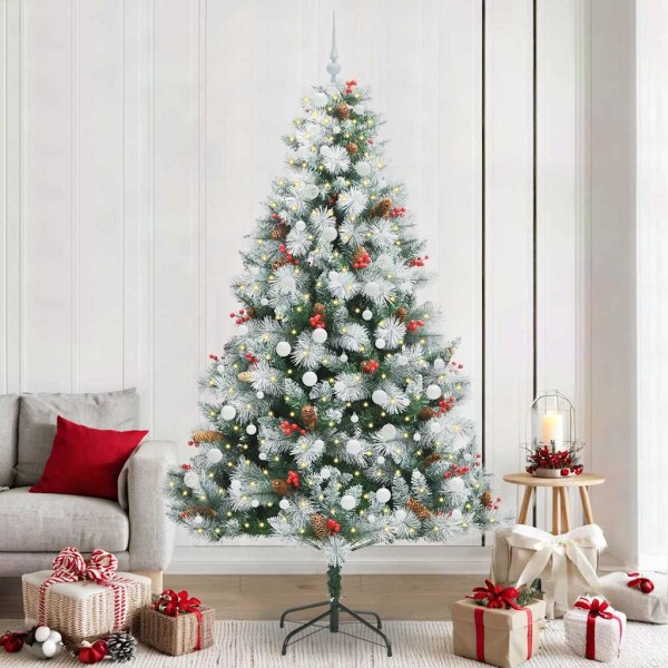 Artificial Christmas tree with LED strips Green and white 240 cm