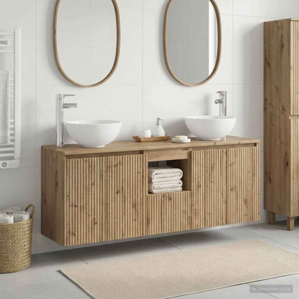 Bathroom cabinet set 3 pcs. Artisan oak