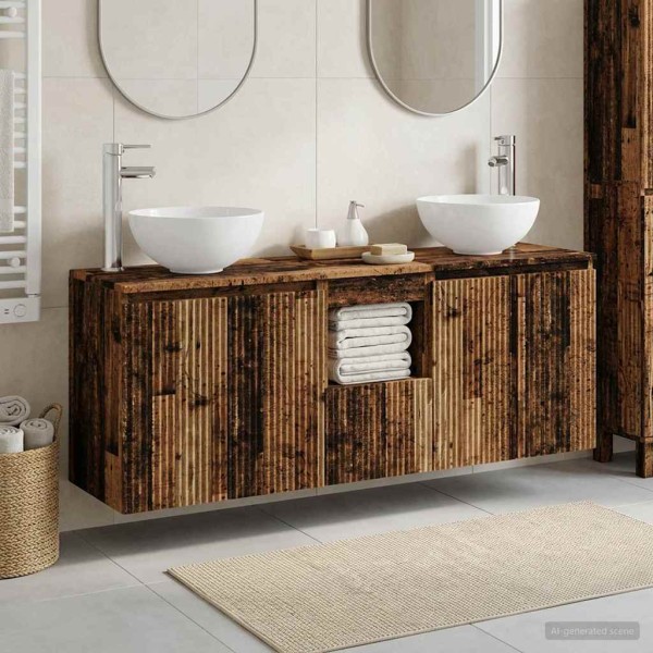 Bathroom cabinet set 3 pcs. Aged wood