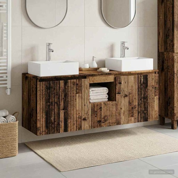 Bathroom cabinet set 3 pcs. Aged wood
