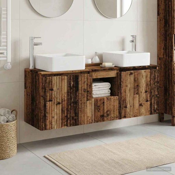 Bathroom cabinet set 3 pcs. Aged wood