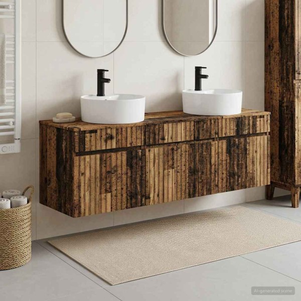 Bathroom cabinet set 3 pcs. Aged wood