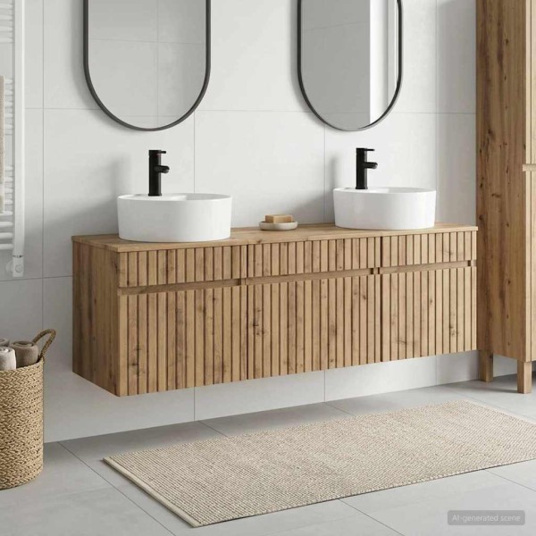 Bathroom cabinet set 3 pcs. Artisan oak
