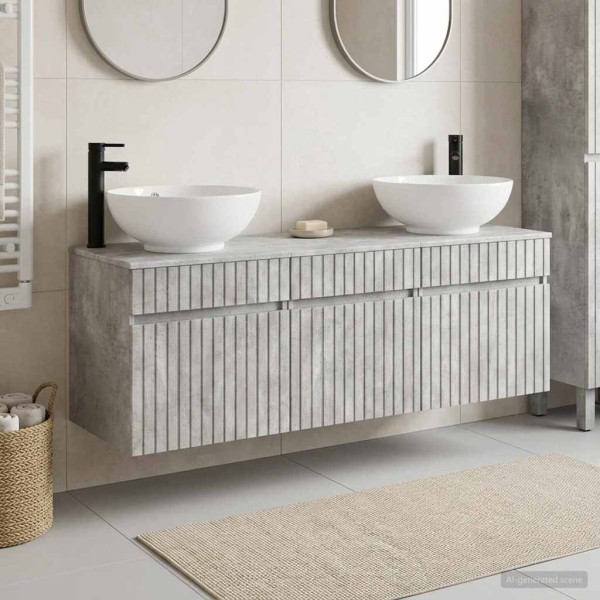 Bathroom cabinet set 3 pcs. Concrete gray