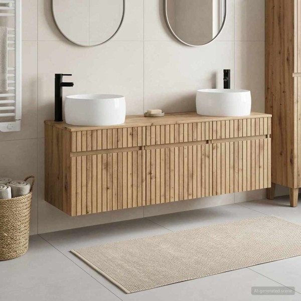 Bathroom cabinet set 3 pcs. Artisan oak