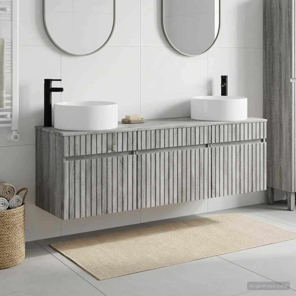 Bathroom cabinet set 3 pcs. Gray Sonoma