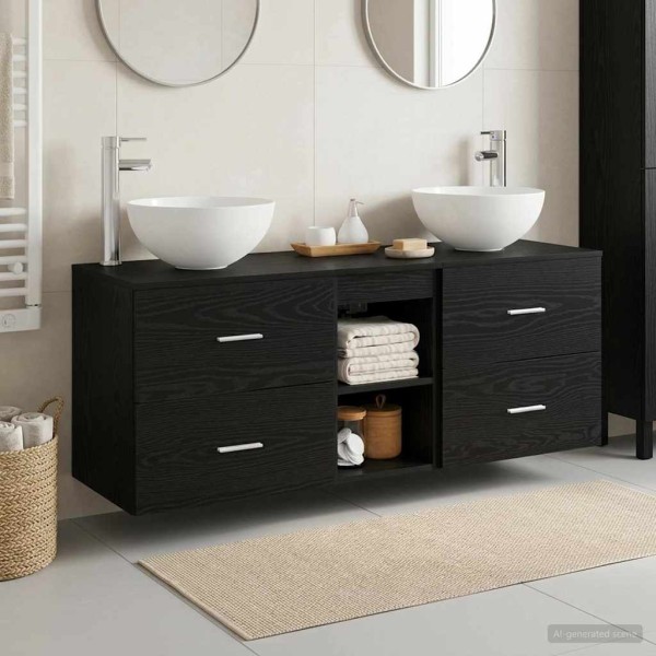 Bathroom cabinet set 3 pcs. Black oak