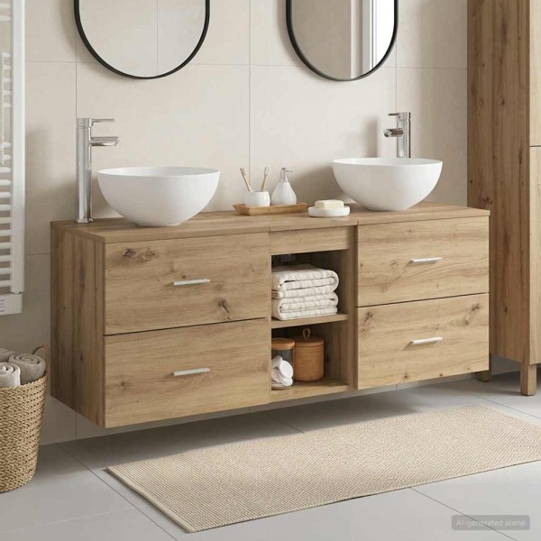 Bathroom cabinet set 3 pcs. Artisan oak