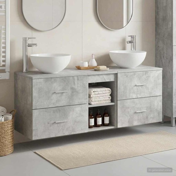 Bathroom cabinet set 3 pcs. Concrete gray
