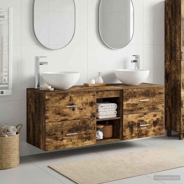 Bathroom cabinet set 3 pcs. Smoky oak
