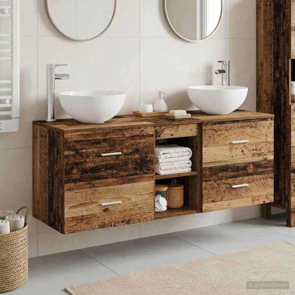 Bathroom cabinet set 3 pcs. Aged wood