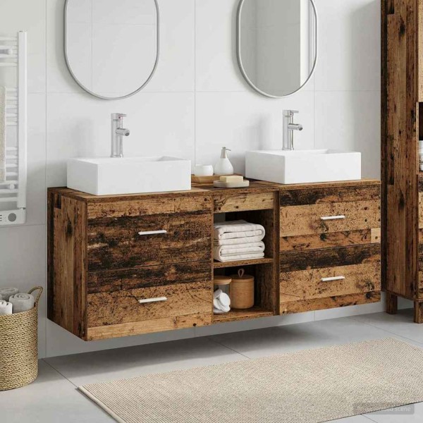 Bathroom cabinet set 3 pcs. Aged wood