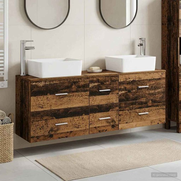 Bathroom cabinet set 3 pcs. Aged wood