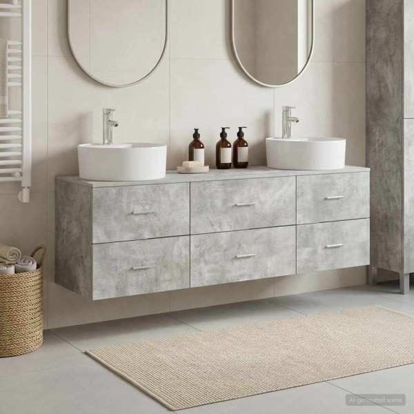 Bathroom cabinet set 3 pcs. Concrete gray