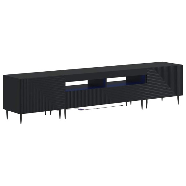 3-piece LED TV cabinet Black Processed wood
